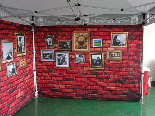 600Dポリエステル鉄骨フレームのおおいによって10x10は展示会のテントの屋外の玄関ひさしが現れる